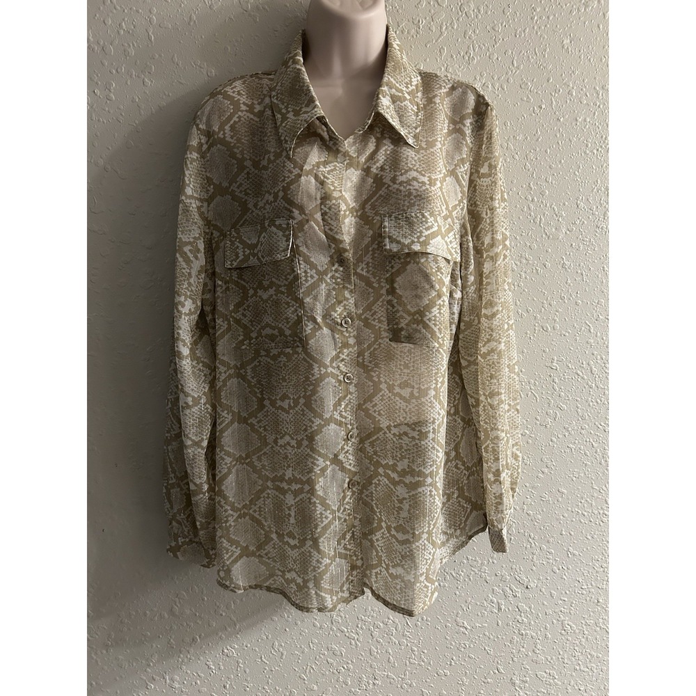 New Xl Dana Buchman Beige/White Metallic Top #195*8